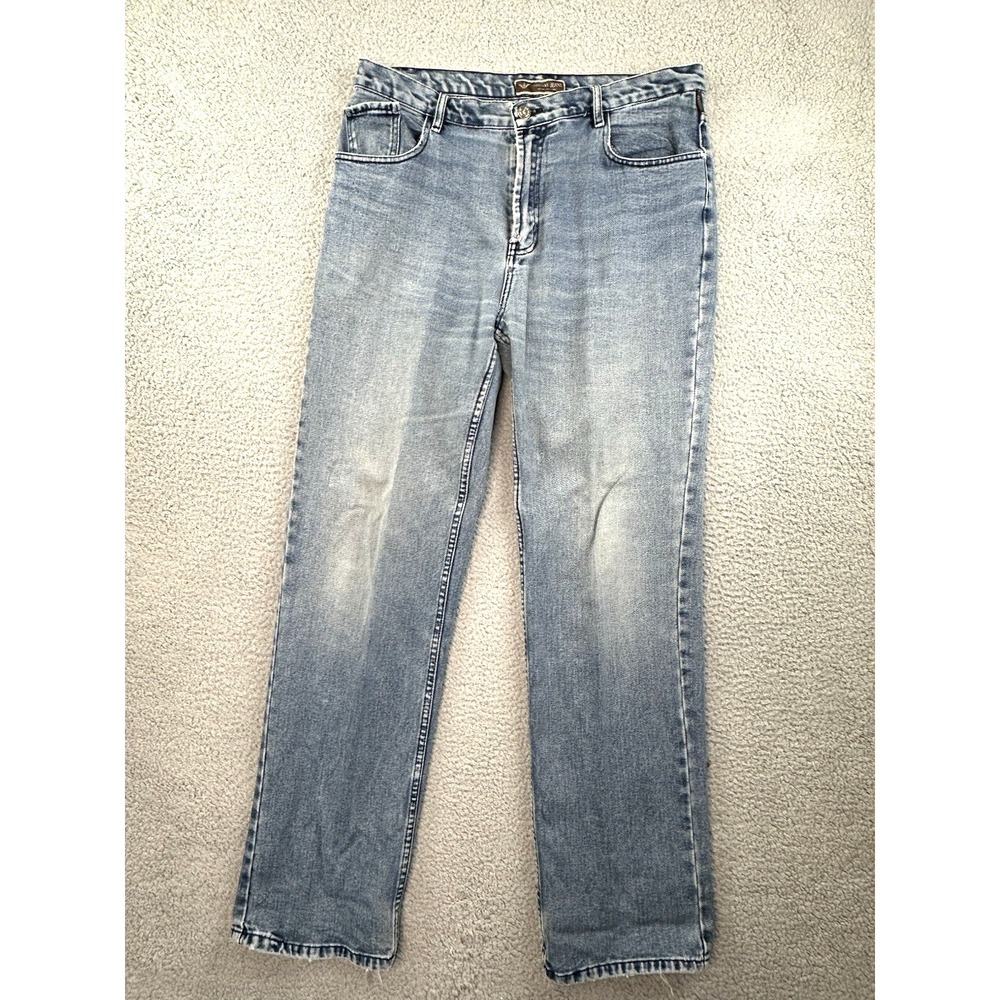 VTG Armani Jeans Mens 36x33 Light Wash Blue Made in Italy